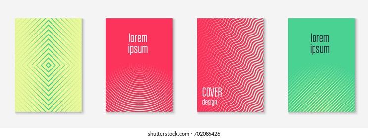 Abstract covers set. Minimal trendy vector with halftone gradients. Geometric future template for flyer, poster, brochure and invitation. Minimalistic colorful cover. Abstract shapes illustration.