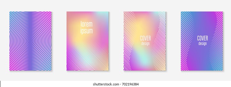 Abstract covers set. Minimal trendy vector with halftone gradients. Geometric future template for flyer, poster, brochure and invitation. Minimalistic colorful cover. Abstract shapes illustration.