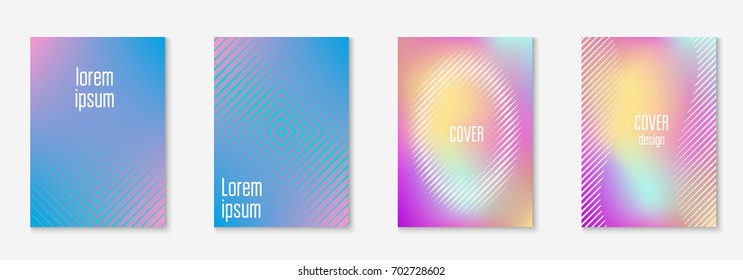 Abstract covers set. Minimal trendy vector with halftone gradients. Geometric future template for flyer, poster, brochure and invitation. Minimalistic colorful cover. Abstract shapes illustration.