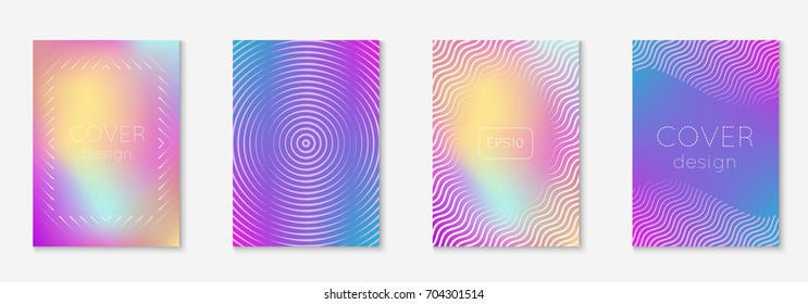 Abstract covers set. Minimal trendy vector with halftone gradients. Geometric future template for flyer, poster, brochure and invitation. Minimalistic colorful cover. Abstract shapes illustration.