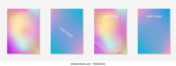 Abstract covers set. Minimal trendy vector with halftone gradients. Geometric future template for flyer, poster, brochure and invitation. Minimalistic colorful cover. Abstract shapes illustration.