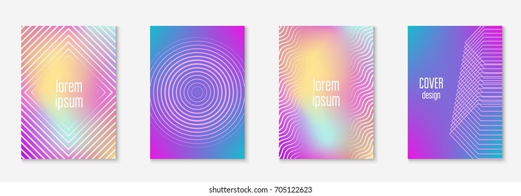 Abstract covers set. Minimal trendy vector with halftone gradients. Geometric future template for flyer, poster, brochure and invitation. Minimalistic colorful cover. Abstract shapes illustration.