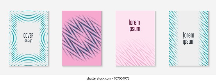 Abstract covers set. Minimal trendy vector with halftone gradients. Geometric future template for flyer, poster, brochure and invitation. Minimalistic colorful cover. Abstract shapes illustration.