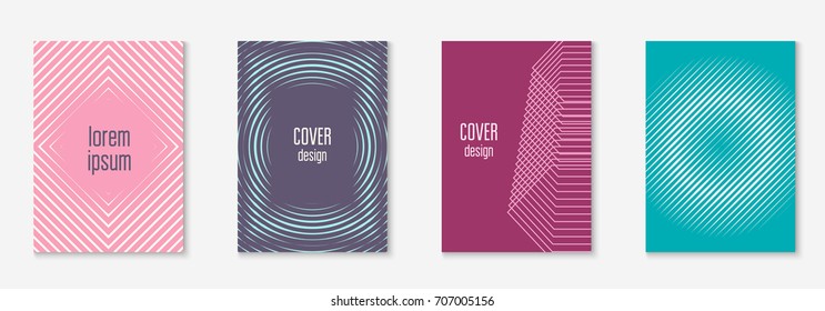 Abstract covers set. Minimal trendy vector with halftone gradients. Geometric future template for flyer, poster, brochure and invitation. Minimalistic colorful cover. Abstract shapes illustration.