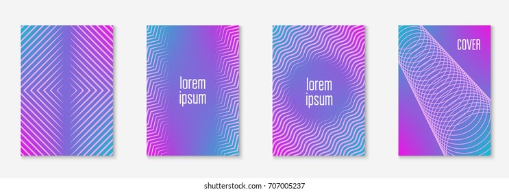 Abstract covers set. Minimal trendy vector with halftone gradients. Geometric future template for flyer, poster, brochure and invitation. Minimalistic colorful cover. Abstract EPS 10 illustration.