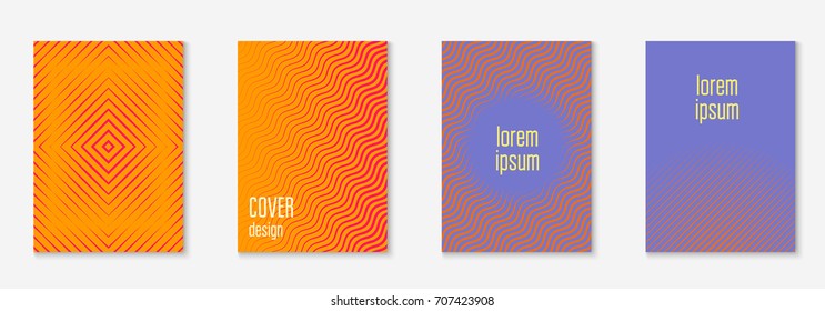 Abstract covers set. Minimal trendy vector with halftone gradients. Geometric future template for flyer, poster, brochure and invitation. Minimalistic colorful cover. Abstract shapes illustration.