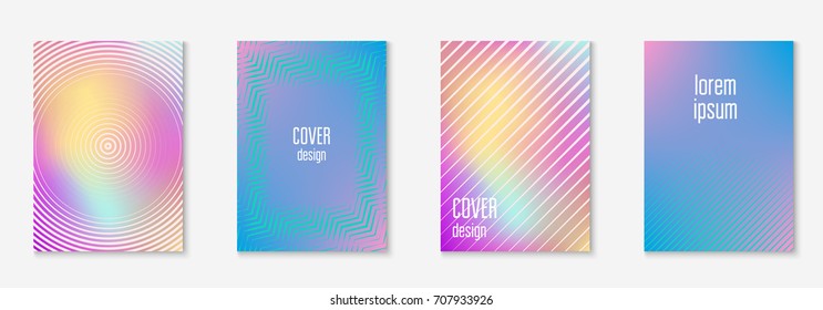 Abstract covers set. Minimal trendy vector with halftone gradients. Geometric future template for flyer, poster, brochure and invitation. Minimalistic colorful cover. Abstract shapes illustration.