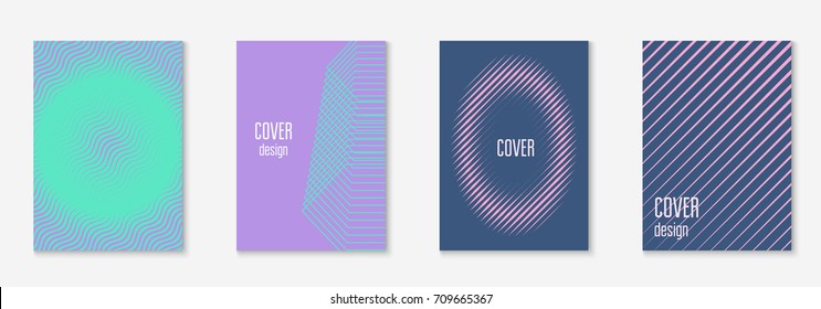 Abstract covers set. Minimal trendy vector with halftone gradients. Geometric future template for flyer, poster, brochure and invitation. Minimalistic colorful cover. Abstract shapes illustration.