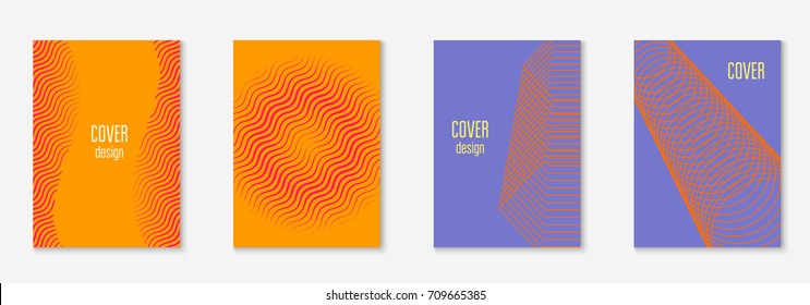 Abstract covers set. Minimal trendy vector with halftone gradients. Geometric future template for flyer, poster, brochure and invitation. Minimalistic colorful cover. Abstract shapes illustration.