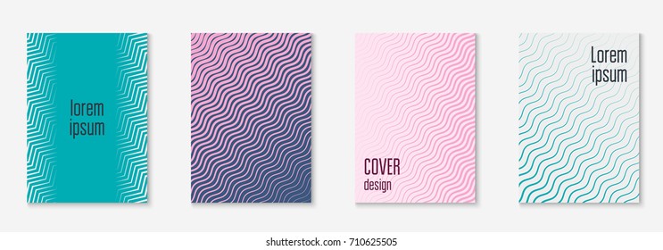 Abstract covers set. Minimal trendy vector with halftone gradients. Geometric future template for flyer, poster, brochure and invitation. Minimalistic colorful cover. Abstract shapes illustration.