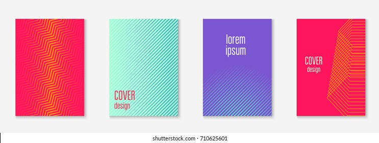 Abstract covers set. Minimal trendy vector with halftone gradients. Geometric future template for flyer, poster, brochure and invitation. Minimalistic colorful cover. Abstract shapes illustration.