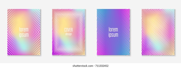 Abstract covers set. Minimal trendy vector with halftone gradients. Geometric future template for flyer, poster, brochure and invitation. Minimalistic colorful cover. Abstract shapes illustration.