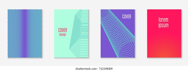 Abstract covers set. Minimal trendy vector with halftone gradients. Geometric future template for flyer, poster, brochure and invitation. Minimalistic colorful cover. Abstract shapes illustration.