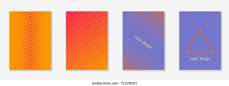 Abstract covers set. Minimal trendy vector with halftone gradients. Geometric future template for flyer, poster, brochure and invitation. Minimalistic colorful cover. Abstract shapes illustration.