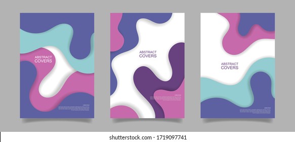 Abstract covers with wavy shapes collection. - Vector.