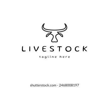 diseño abstracto del logotipo de la vaca o del toro. bistec creativo, leche, ganado o logotipo de la carne