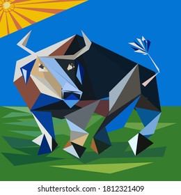 Abstract cow illustration. Bull low poly design. Triangle vector illustration. Chinese lunar year symbol