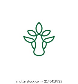 Abstract cow leaf logo design template