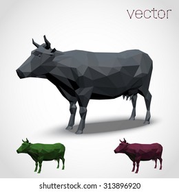 Abstract cow polygonal. Vector illustration.