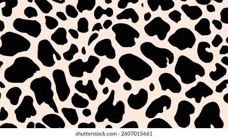 Abstract cow print pattern or cow skin texture vector, hand drawn design. Farm animal print