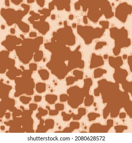 Abstract cow Skin Seamless Vector Patterns.  Brown and beige Irregular Brush Spots on  Backgrounds. Abstract Wild Animal Skin Print. Simple Irregular Geometric Design.