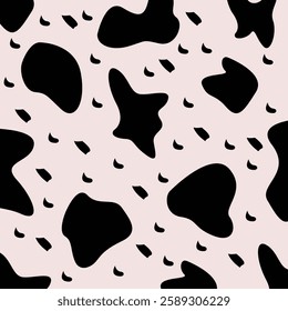 Abstract Cow Spots Seamless Texture Modern Black and White Farmhouse Pattern