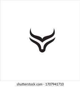 Abstract Cow Steak Premium Logo Design. Creative Bull Horns Line Icon Symbol. Luxury Wings Bird Logotype. Stock Vector