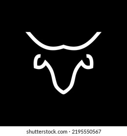 Abstract cow steak premium logo design. Creative bull horns line icon symbol. Luxury wings bird logotype.