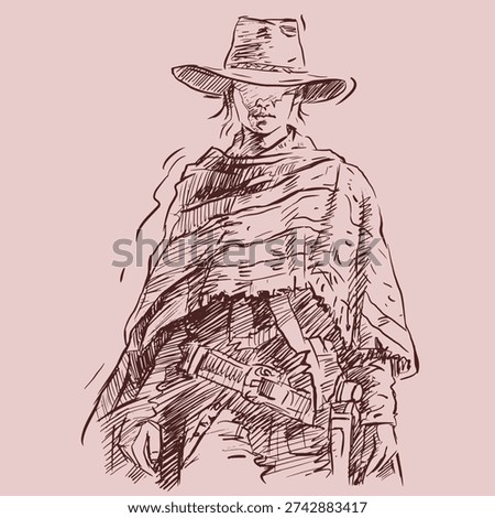 Abstract of cowboy in costume vector for illustration, card, decoration