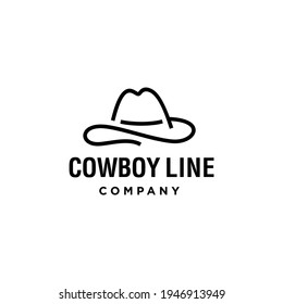 abstract Cowboy Fedora hat outline vector icon logo. Thin line black fedora hat icon, flat vector simple element illustration from editable luxury concept isolated stroke on white background