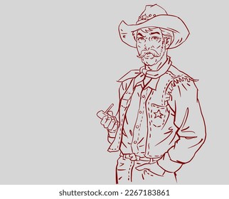 Abstract of cowboy with a hat vector for card, illustration, background 