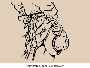 Abstract cowboy holding a hat vector for card, illustration, decoration