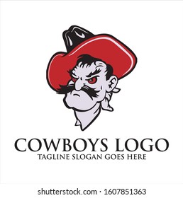 Abstract cowboys illustration logo design template
