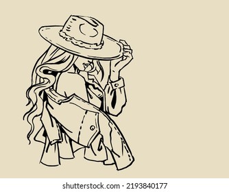 Abstract cowgirl vector for card, illustration, decoration