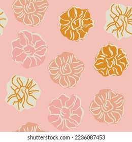 Resumen de color acogedor con motivos florales. El diseño botánico contemporáneo se repite. Huella de moda botánica. Vector