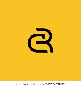 Abstract CR  letter simple style business logo design vector template.