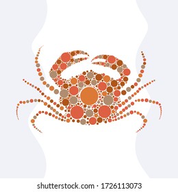 Abstract crab of colored circles. Vector illustration.