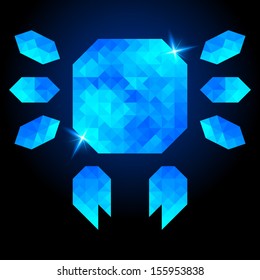 Abstract crab on dark background. Polygonal design