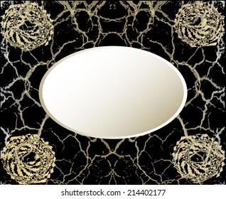 Abstract cracked background with stylized flowers 