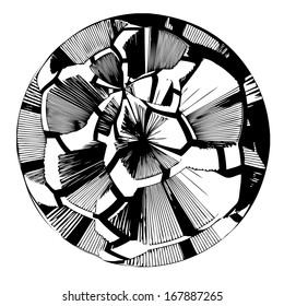 Abstract cracked futuristic ball vector - isolated transparent object on white background