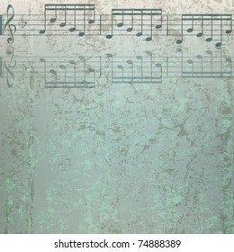abstract cracked green background with musical notes