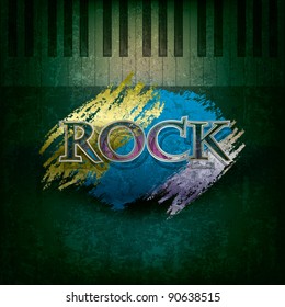 Abstract cracked green background with the word rock