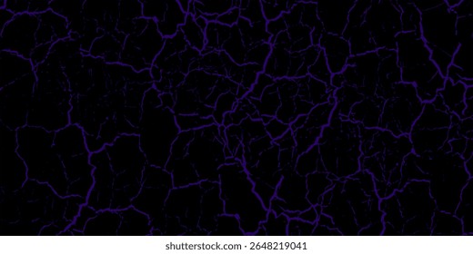Abstract cracked lava texture background with glowing purple veins on a deep black surface. Ideal for sci-fi designs, gaming visuals, horror themes, or dramatic poster art