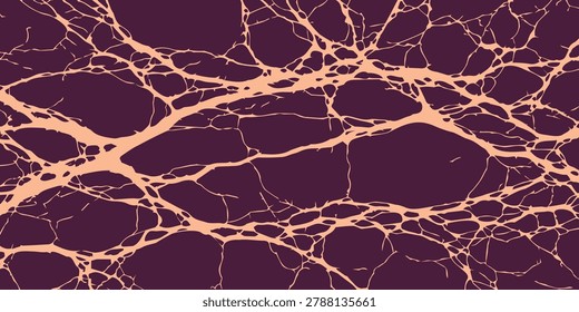 Abstract cracked marble texture with beige branching lines on dark plum background, useful for wall art, packaging, posters, covers, fabric prints, and decorative layouts.
