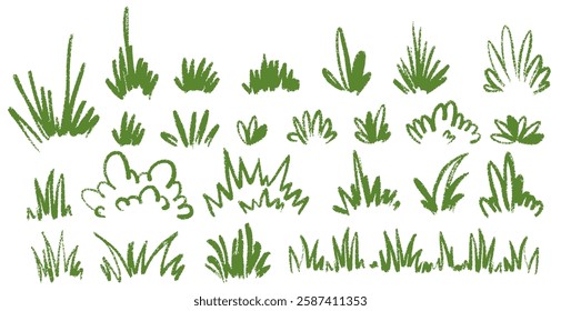 Abstract crayon grass. Crayon kids scribble texture. Hand drawn drawings made by pencils or crayons. Vector charcoal illustration 