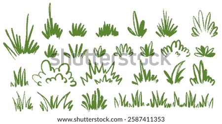 Abstract crayon grass. Crayon kids scribble texture. Hand drawn drawings made by pencils or crayons. Vector charcoal illustration 