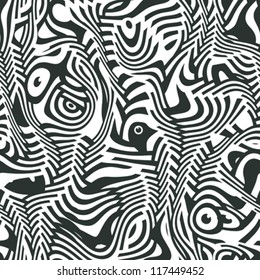 Abstract crazy zebra texture. Seamless pattern. Vector.