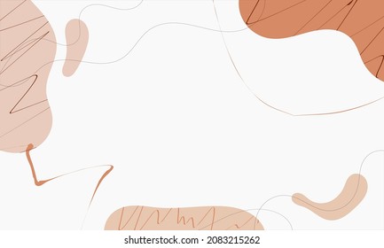 Abstract cream background of doodle shapes, lines on white background with blank space in center for text.