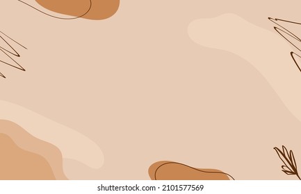 Abstract cream background of doodle shapes, lines on pastel background with blank space in center for text. Minimalist pastel background.
