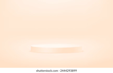 Abstract cream and beige cylinder pedestal podium. 3d podium minimal abstract background. Template mock up for display of product, Business backdrop. Vector illustration.